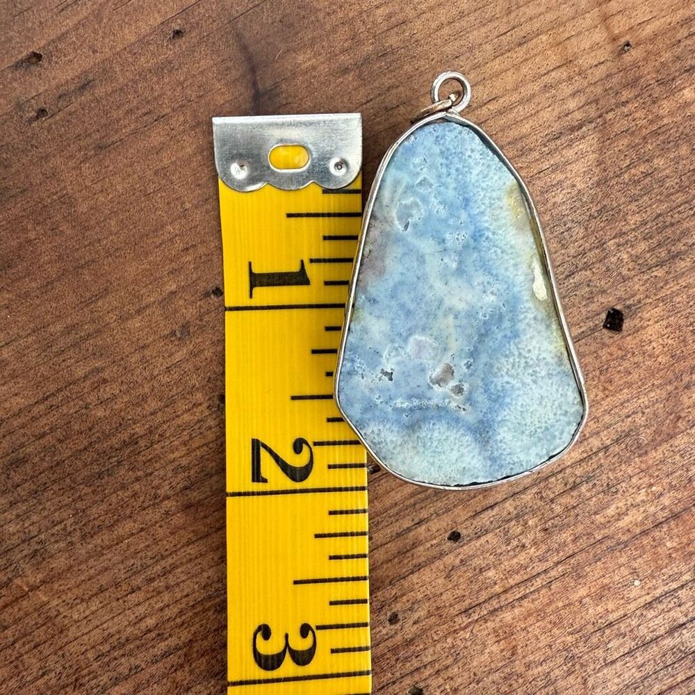 Large Raw Blue Larimar Necklace Pendant - Picture 6 of 10